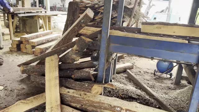 Sawmill Yard With Timber