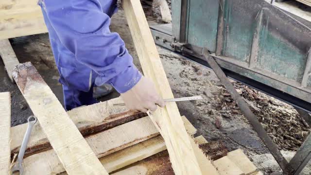 Measuring Wooden Strip Closeup