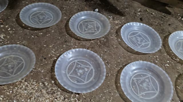 Rows Of Feeding Plates