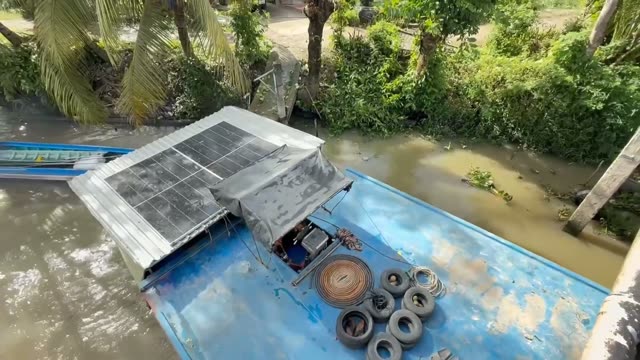 Solar Boat Roof On Canal